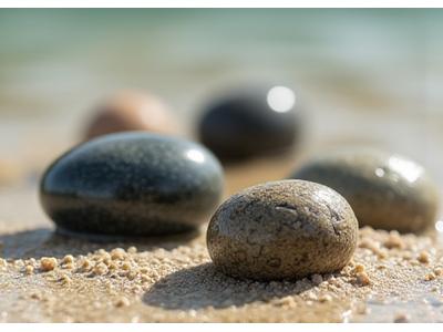 Plomos de pesca biodegradables hechos de materiales naturales como la piedra o arcilla prensada, desintegrándose con el tiempo.
