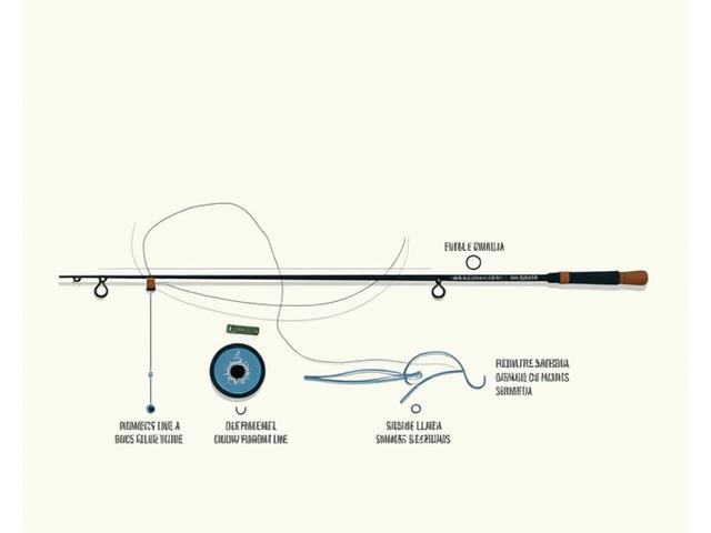 Diagrama técnico de un setup de pesca para dorada utilizando aparejos ultraligeros y cebos biodegradables con olor a marisco.