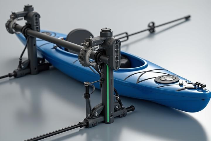 Sistema de montaje rápido para cañas de pescar en un kayak, con un diseño modular y fácil de instalar