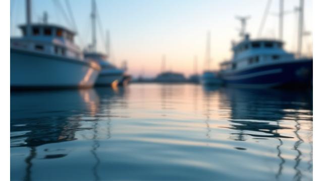 Pescador con caña en un puerto deportivo de Valencia al amanecer, buscando dorada